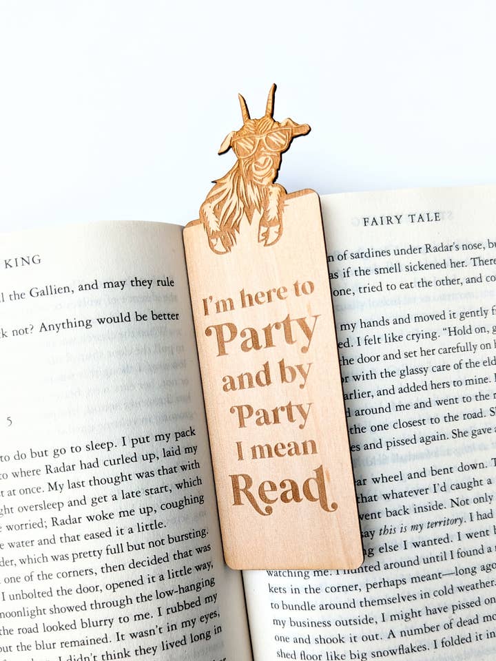 I'm Here To Party - Party Goat - Wooden Bookmark for wholesale by Emberglow Gaming