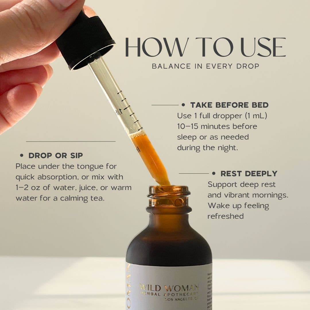 Wild Woman Herbal Apothecary – Engroshandel Tinktur – Dyb Søvn | Søvnløshed, Stress, Angst, Udmattelse Støtte3