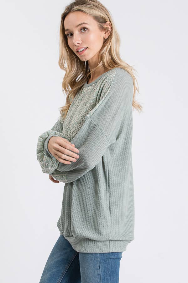 lovely melody - Venta al por mayor Sudadera - Mujer - Sudadera gofre bordado Celia LMT1406-Celia7