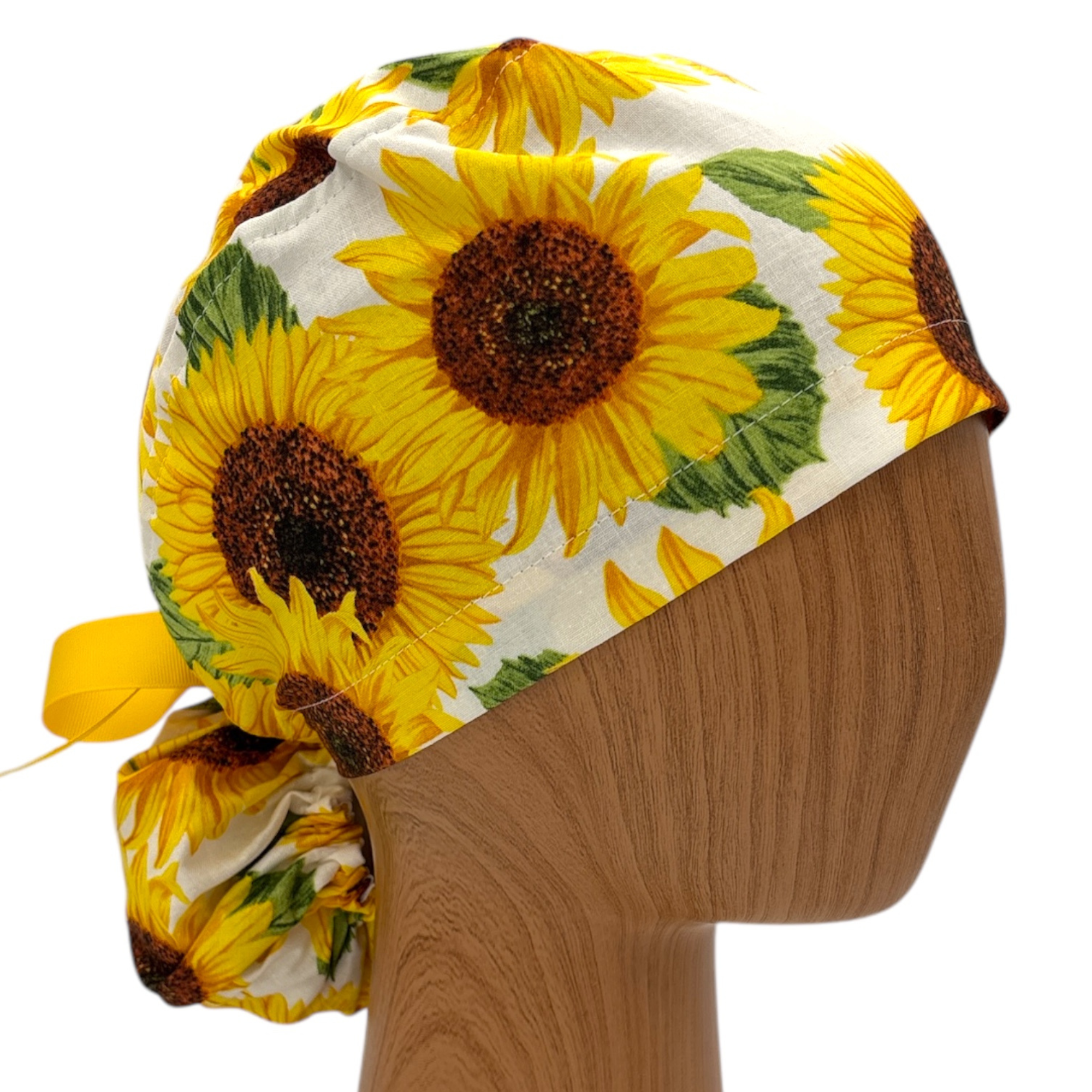 SewingLabPlus - Wholesale Healthcare Uniform - Women's - Summer Sunflower Ponytail Scrub Cap1
