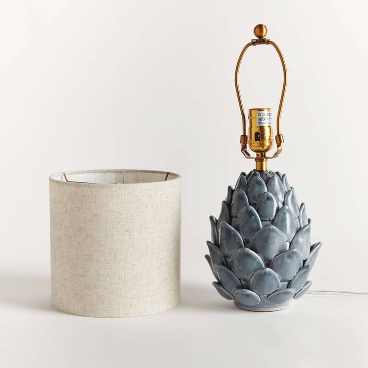 Napa Home & Garden - Wholesale Accent/Desk Lamp - Declan Lamp - Blue Ceramic & Linen Lamp - Artichoke - 11"7
