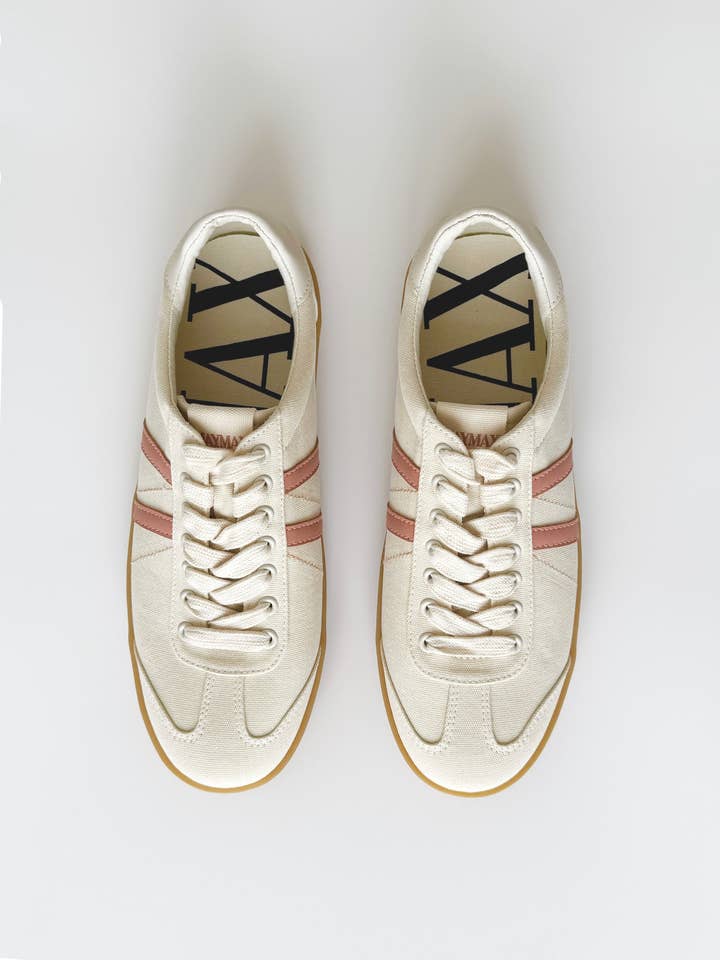 Baskets décontractées en toile à rayures rétro abricot pour la vente par MAYMAX SNEAKER