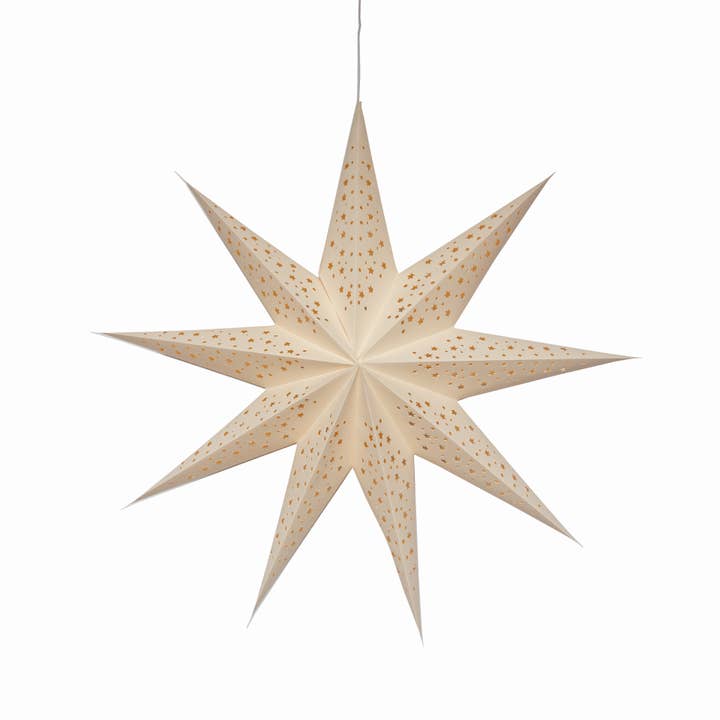 Artschatz LLC - Wholesale Paper Lantern/Lamp - Twinkle Star ~ 9 P, 25", Cream Paper Star Lantern Light7