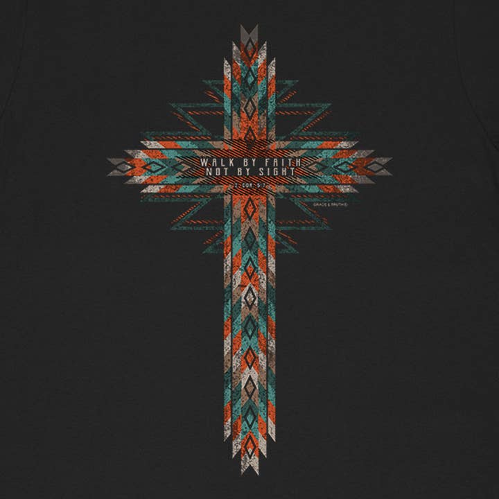 Noir T-shirt Grace & Truth Southwestern Cross pour femmes en vente sur Faire3