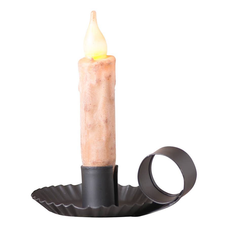 Irvin's Tinware - Wholesale Candle Holder - Chamberstick Candleholder in Smokey Black2