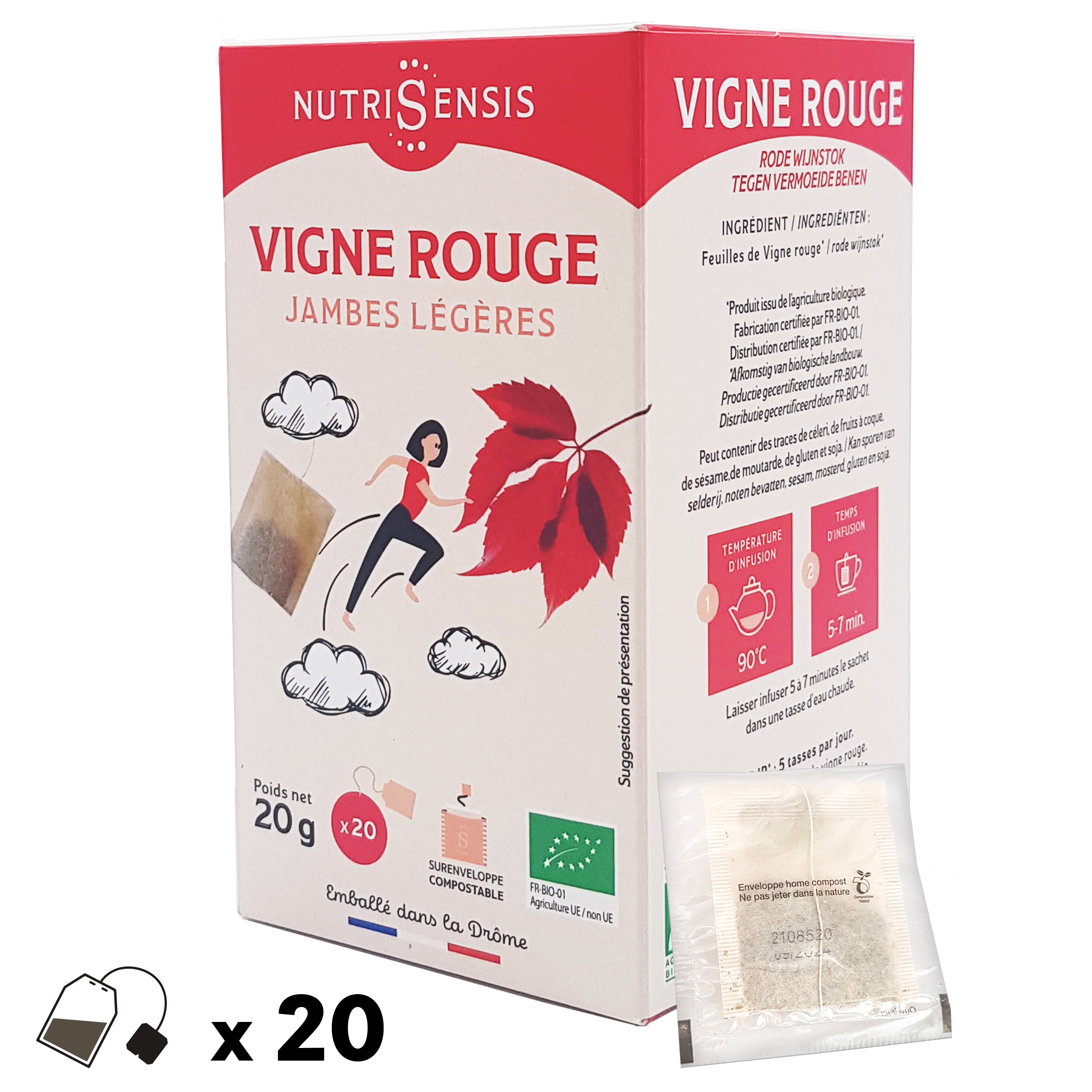 Nutrisensis - Wholesale Health/Detox Tea - NUTRISENSIS - Organic red vine infusion - 20 bags1