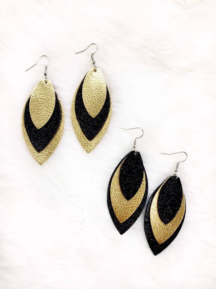 Glittered Leather Teardrop Earrings for wholesale by Valois Designs