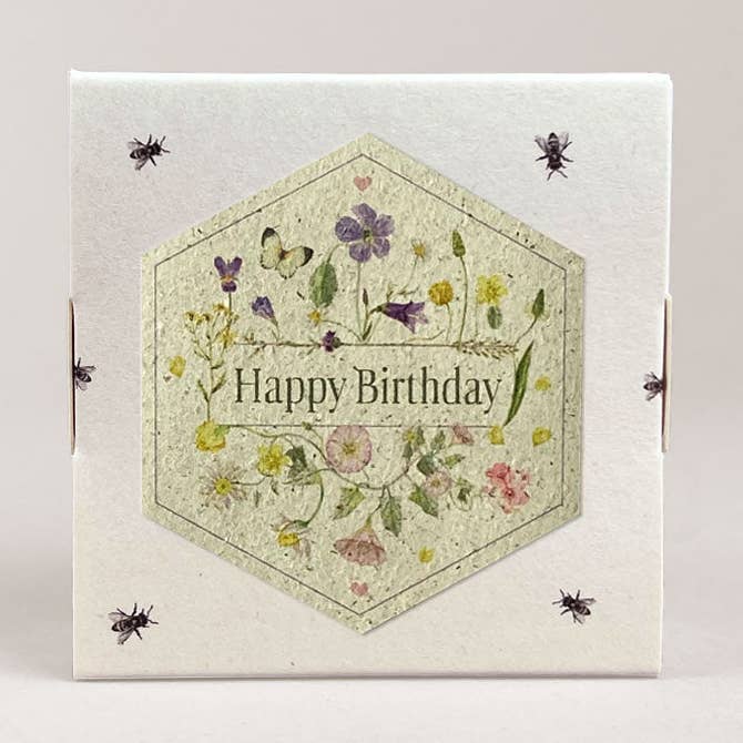 Honey Pralines - Happy Birthday (floral) / 4 pieces for wholesale by herr biene GmbH