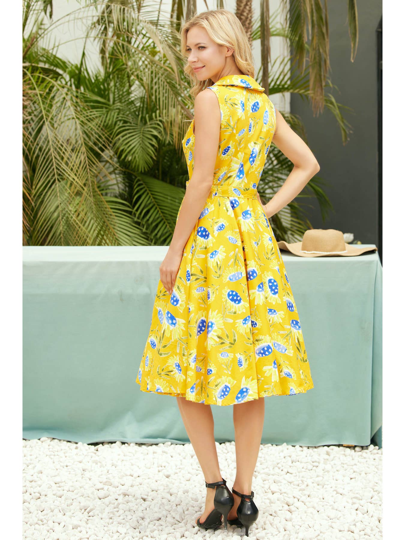 233106-ORANGE MULTI | Jani | Fit & Flare Dress With Pockets for wholesale on Faire1