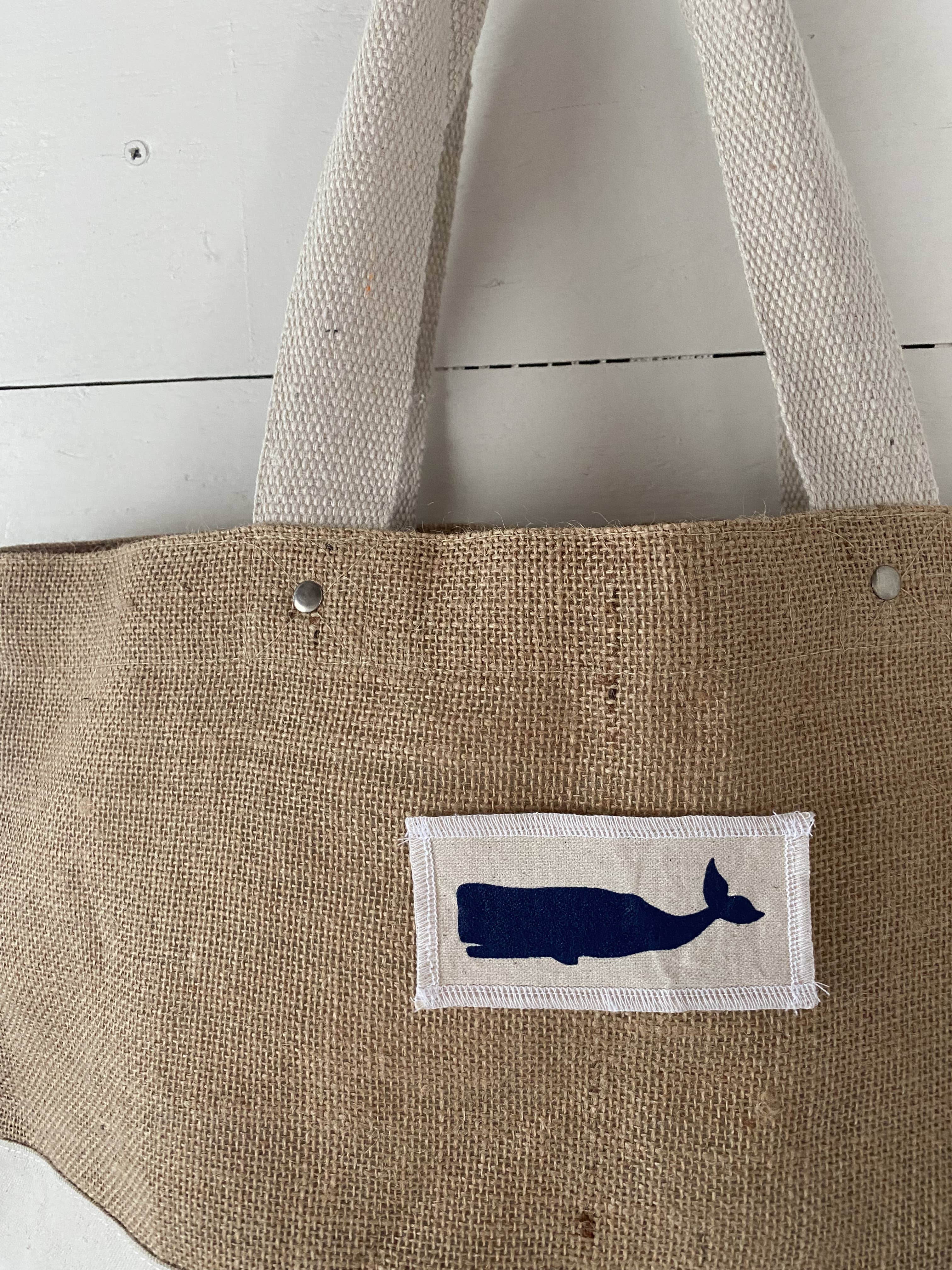 Seagate Studio - Vente Tote bag – femme - Sacs fourre-tout Coastal Whale – Sacs en toile nautique et jute3