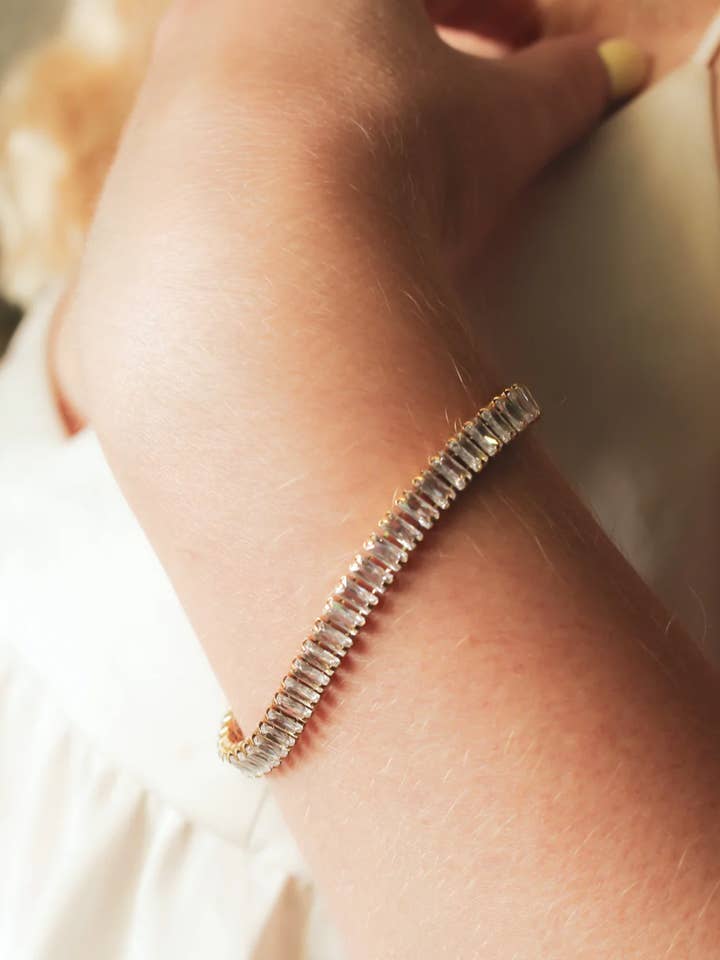 Elodie Baguette Cut Tennis Bracelet for wholesale by Or Jewelry