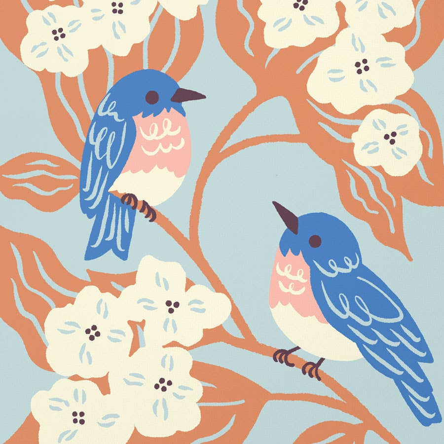 Nuthatch Studio - Wholesale Art Print - Bluebirds & Hydrangea Giclée Art Print: Bird Floral Wall Art2