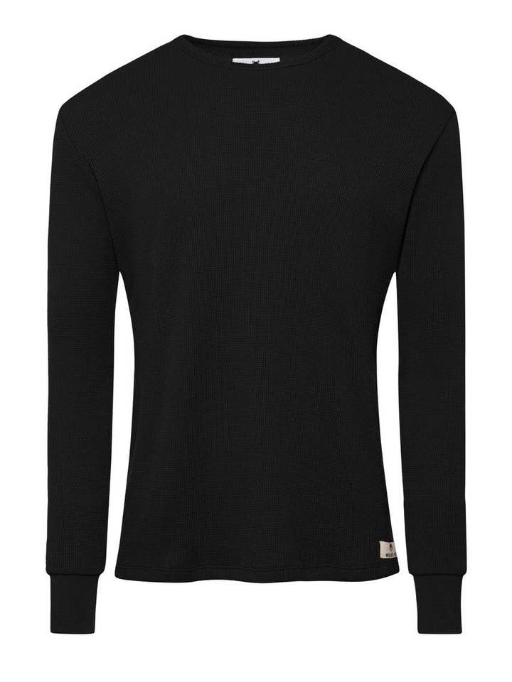 Tricot gaufré noir à ourlet droit pour la vente par Wolfe Co. Apparel and Goods®