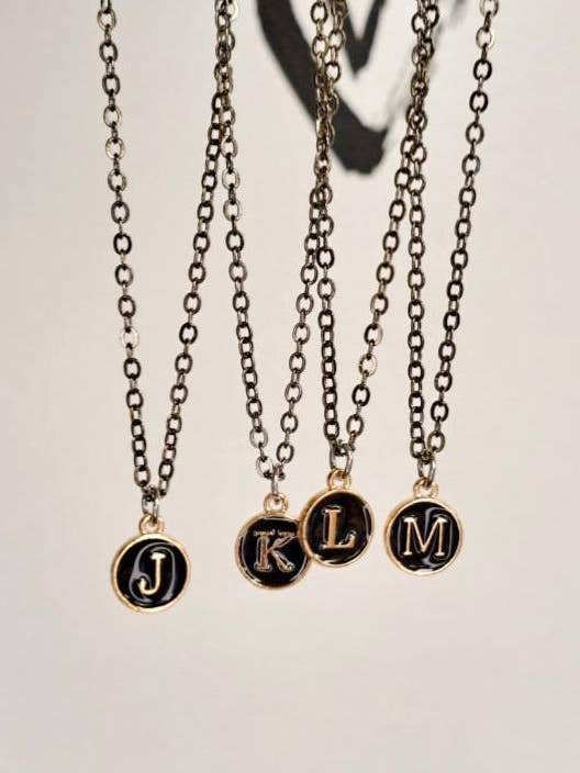 Black Initial + Gold Necklace for wholesale by Tumbled Earth Inc.