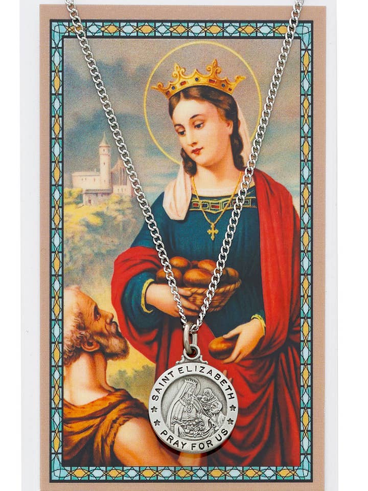 Catholic Religious Men's Necklace St. Elizabeth for wholesale by Hail Mary Gifts