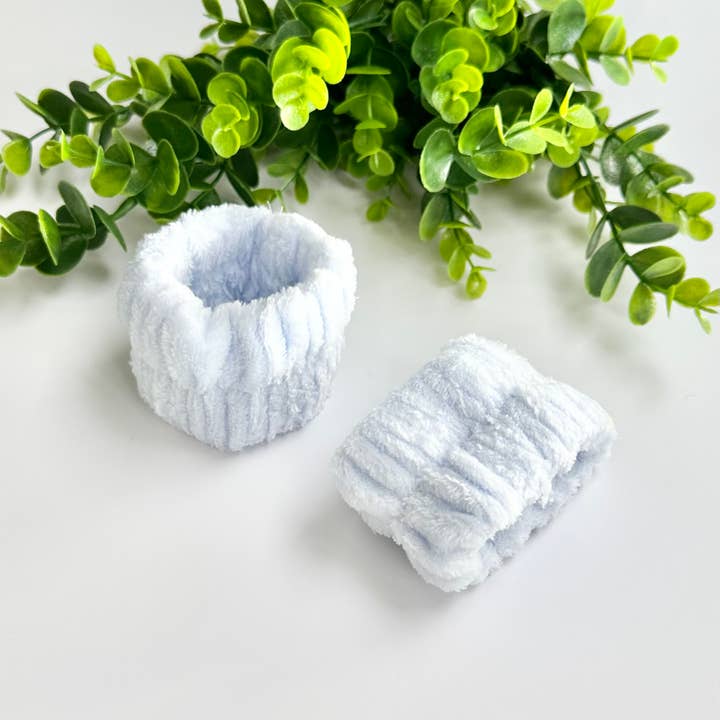 EcoFreax - Wholesale Spa Headband - Spa Wrist Wash band Set, Face Washing Cleansing Towel White