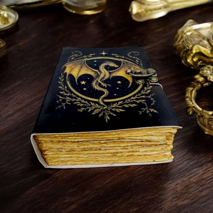 MNM HANDICRAFTS - Vente Journal intime - Grand grimoire wiccan dragon journal en cuir vintage1