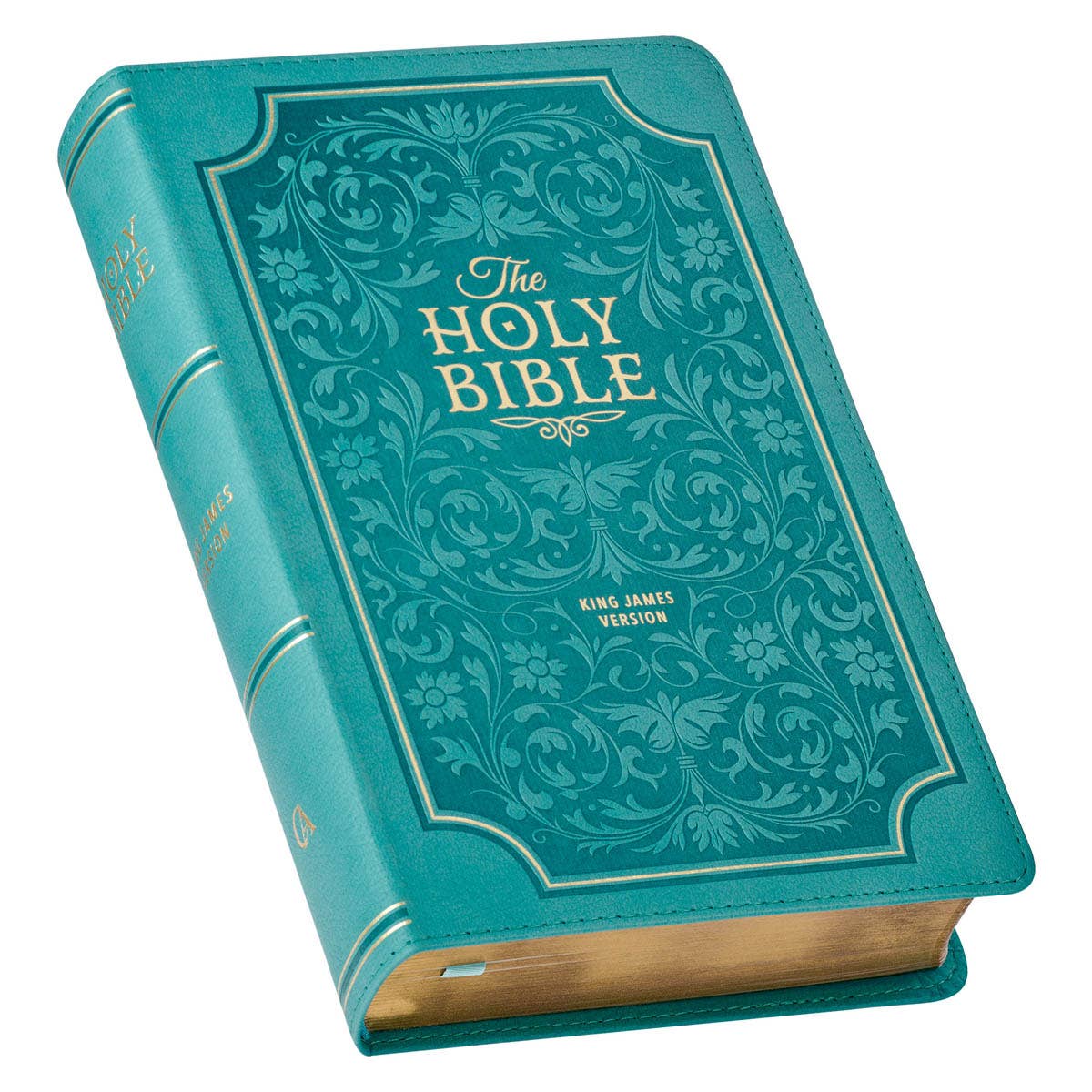 Christian Art Gifts - Vente Livre sur la religion - Bible KJV à imprimé géant en similicuir, taille standard, motif floral, bleu sarcelle1