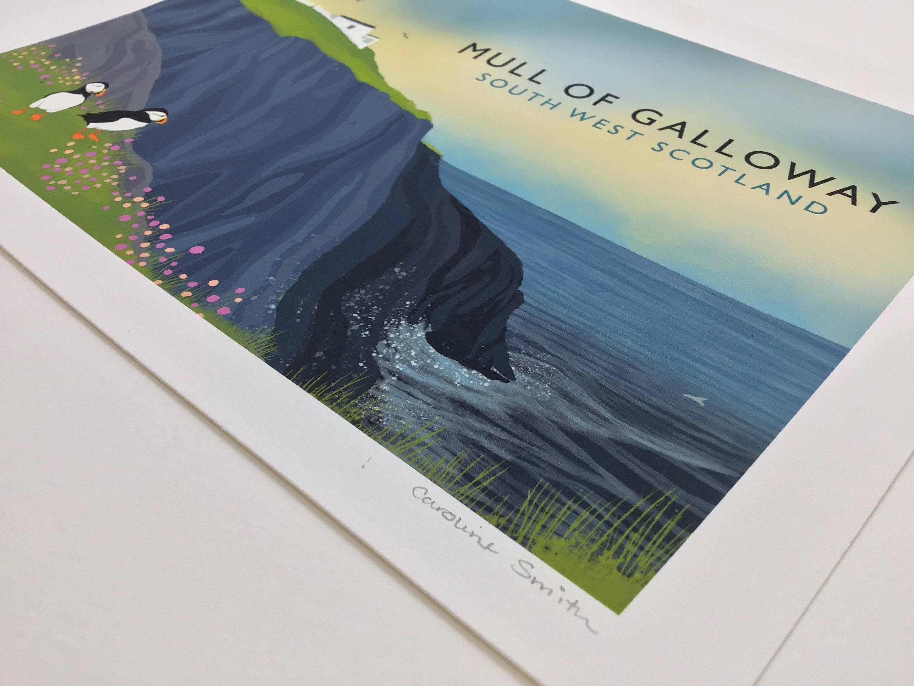 Galloway Arts - Wholesale Art Print - Mull of Galloway | Scottish Travel Poster | Signed by artist | Giclee Art print | Lighthouse print | Puffin Print7