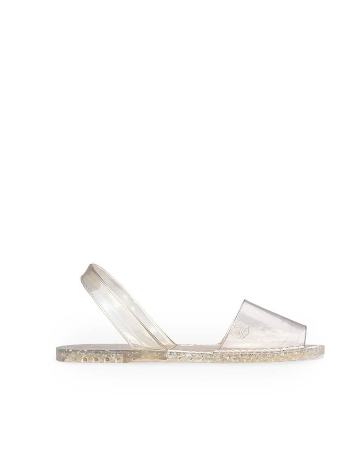 Menorquina Sandale Plate Cristal Transparent pour la vente par POPA