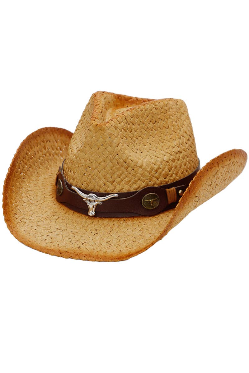 Cap Zone - Vente Chapeau de cowboy – unisexe - Bonnet de cowboy Longhorn Belt vintage en papier brûlé ombré et paille4