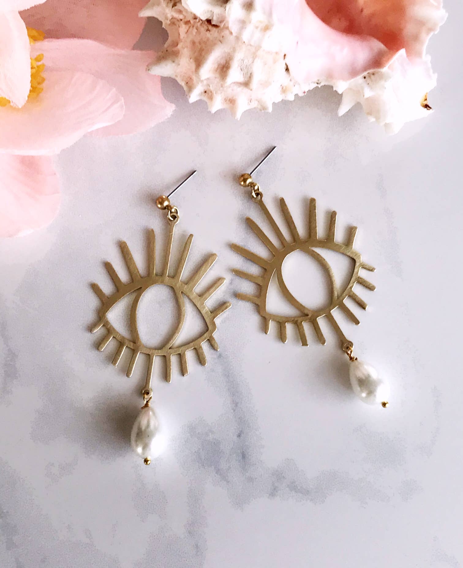 contemporary Brass Tangles brushed brass drop earrings. Brass earrings