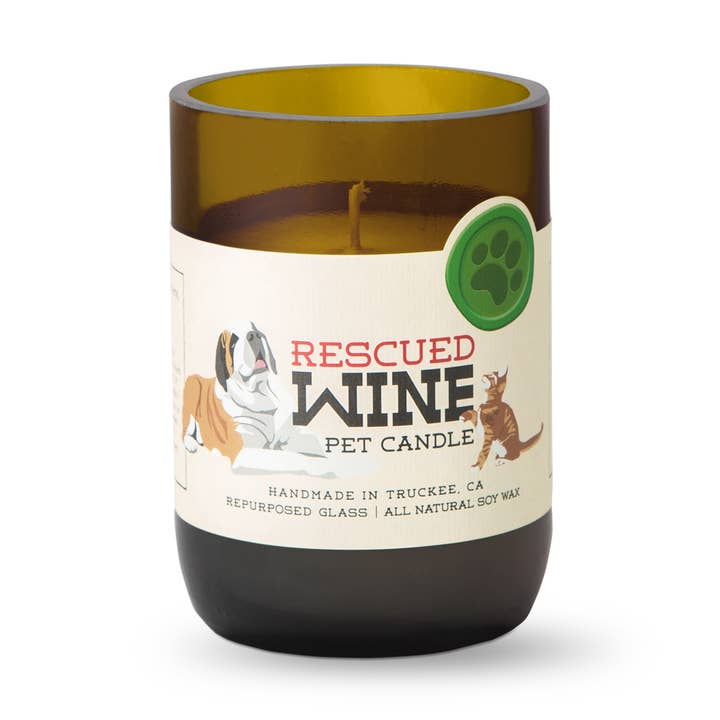 Fresh Grass Soy Candle Pet Candle Upcycled Candles pet gifts for wholesale by Rescued Wine Candles