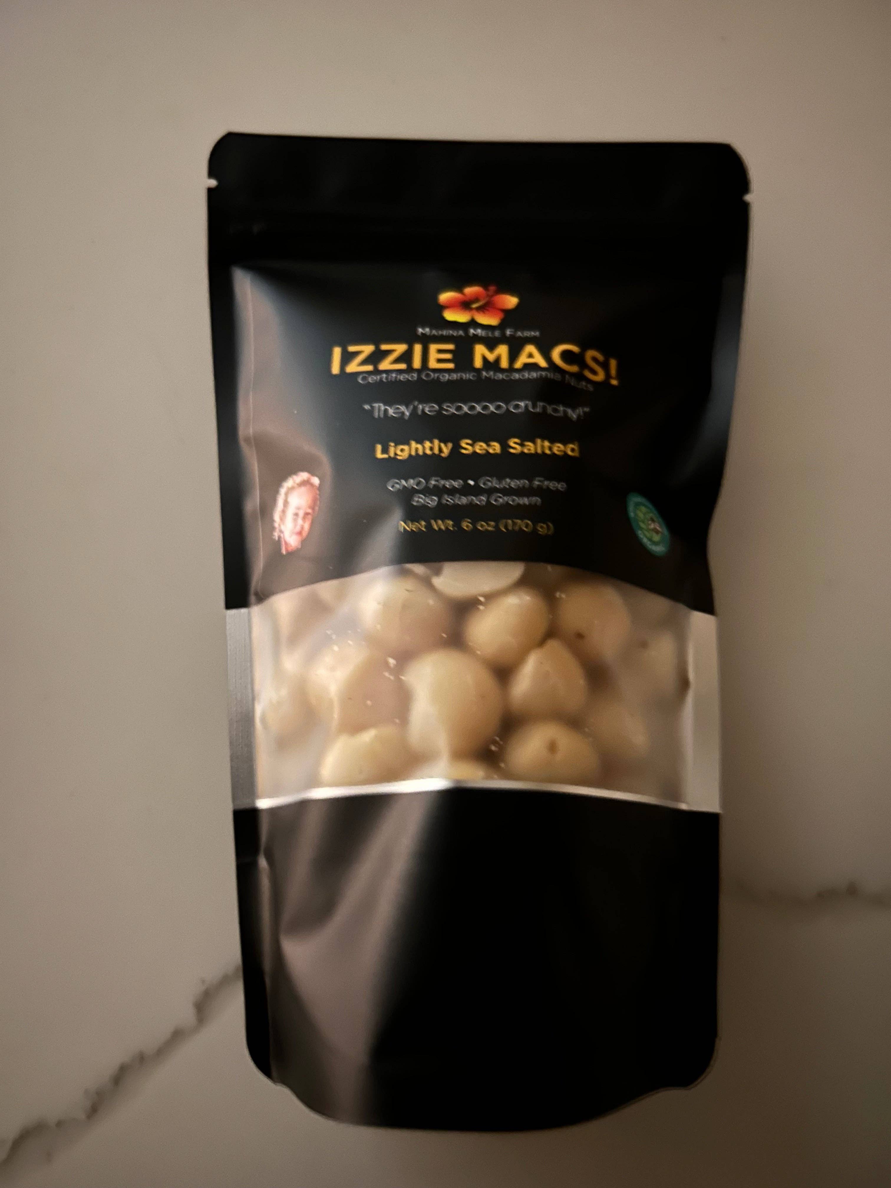 Mahina Mele Farm - Wholesale Nuts - Macadamia Nuts-Lightly Sea Salted Organic Izzie Mac! Macadamia Nuts-Lightly Sea Salted 1