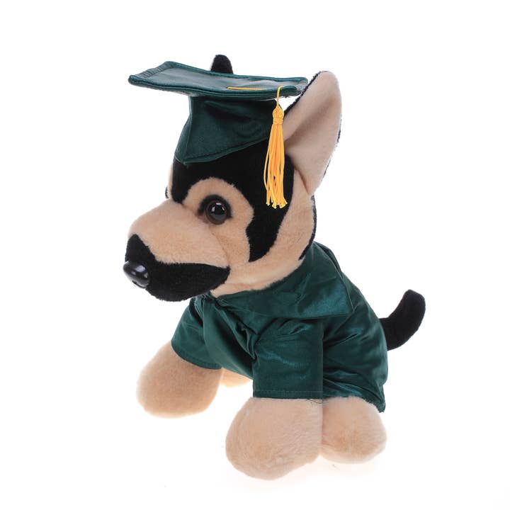 Plushland - Wholesale Stuffed/Plush Toy - Kids & Baby - Graduation Animals--German Shepard 11" with custom imprint