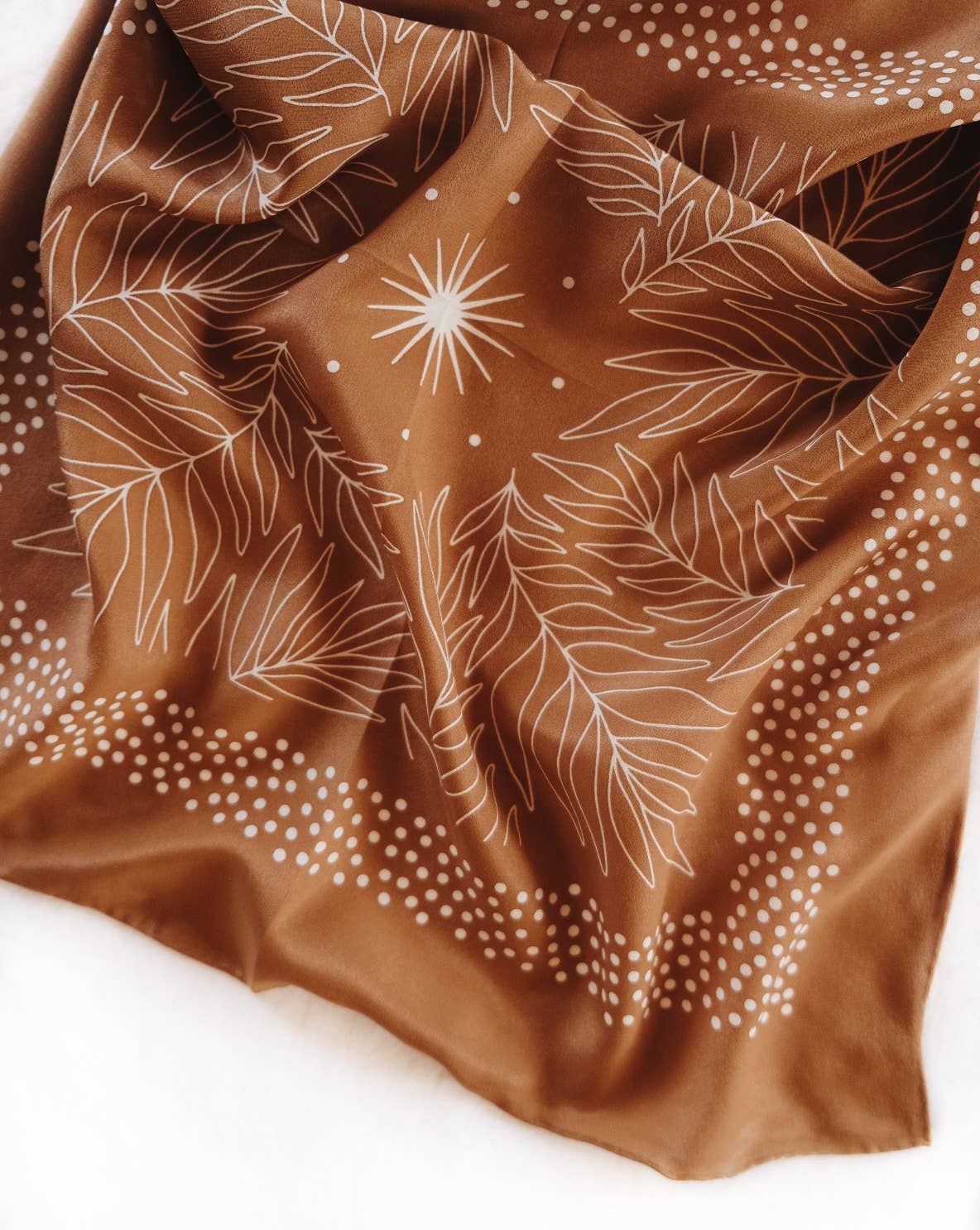 Flora West Design - Wholesale Bandana - Women's - 100% Silk Bandana Scarf - Tropical Palms Amber Western Style4