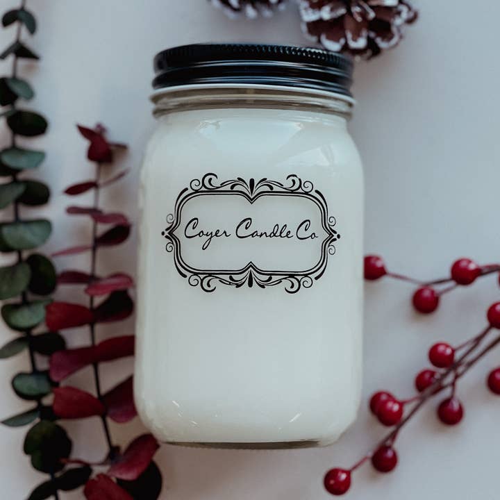Coyer Candle Co. - Wholesale Jar/Filled Candle - 16 oz Pint Mason Jar Candles - Winter & Christmas Collection