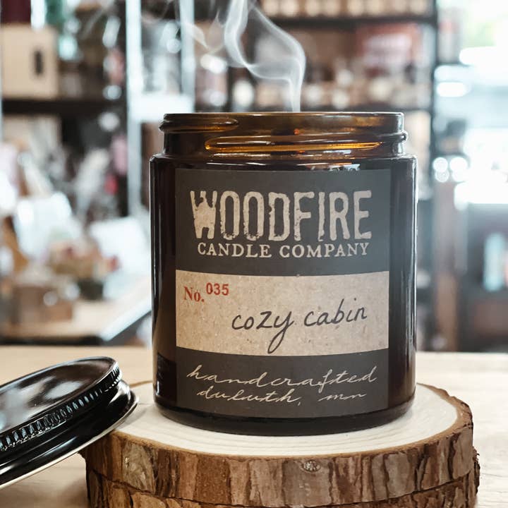 Woodfire Candle Company - Wholesale Jar/Filled Candle - Mini Amber Wood Wick Soy Candle Gift