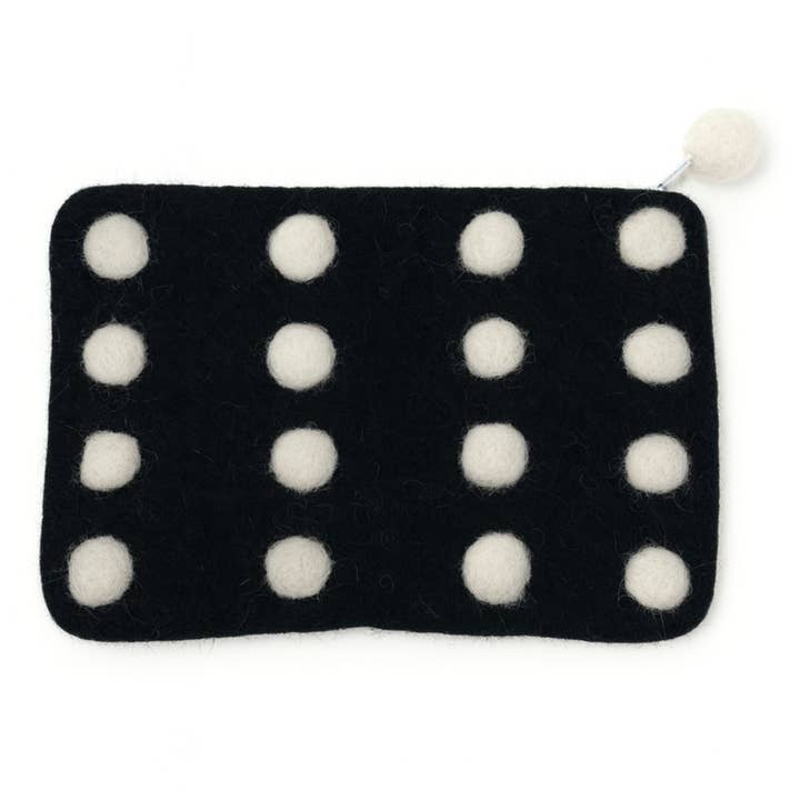 Pochette à fermeture éclair en feutre Domino, noire pour la vente par Global Crafts