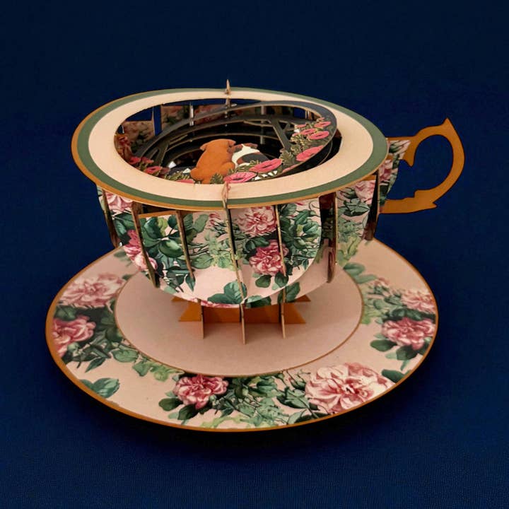 Een kopje thee pop-up kaart - Honden voor wholesale door Alljoy Design