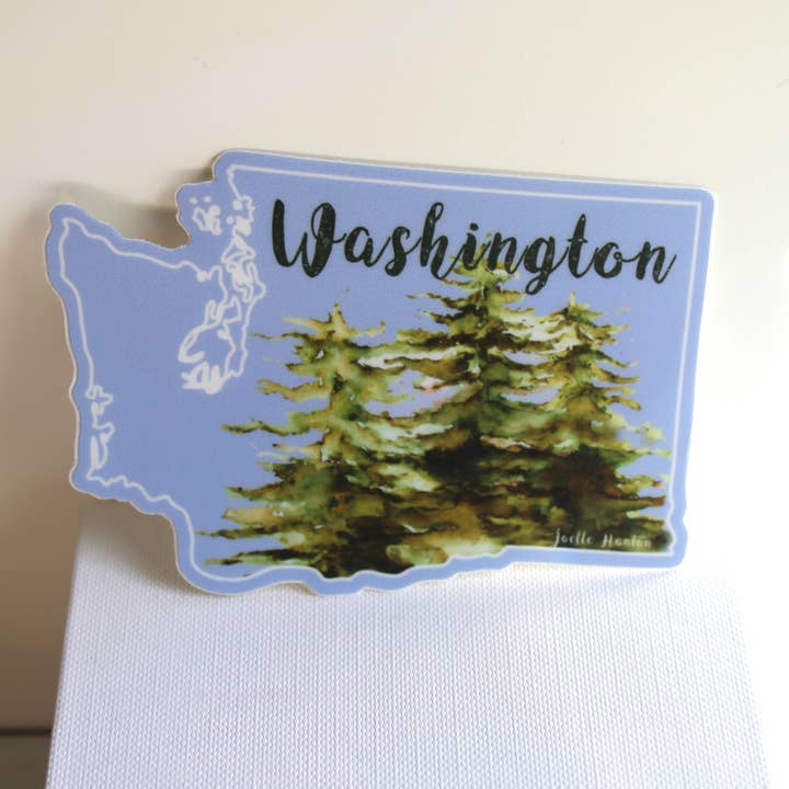 Vinyl Sticker - Blue Washington State Watercolor Design for wholesale by Joelle Hanton Art