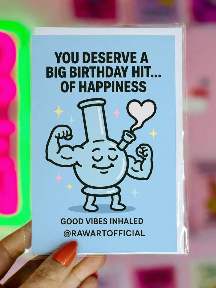 Carte d'anniversaire drôle pour fumeur : Taffe de bong, cadeau humoristique sur le cannabis pour la vente par Hot Mess Paper Co.