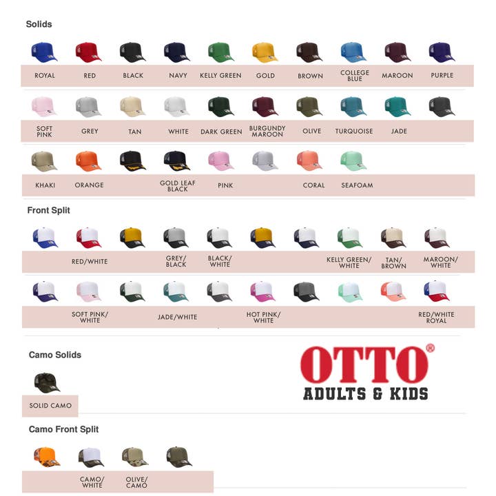 Space 46 Wholesale - Wholesale Trucker Hat - Unisex - Blank Otto Trucker Hat 5 Panel High Crown Mesh Back