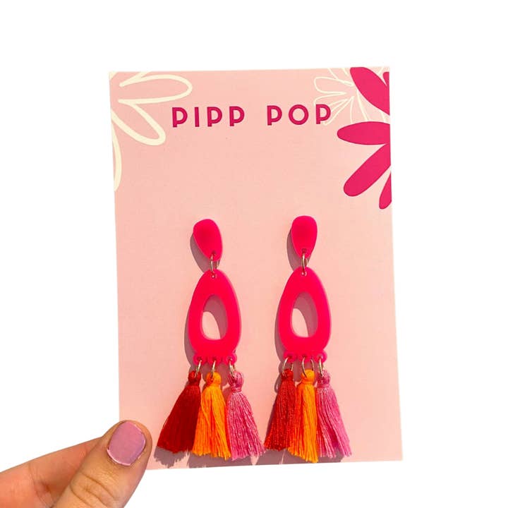 Remi Tassel Dangles - Fuchsia for wholesale by Pipp Pop