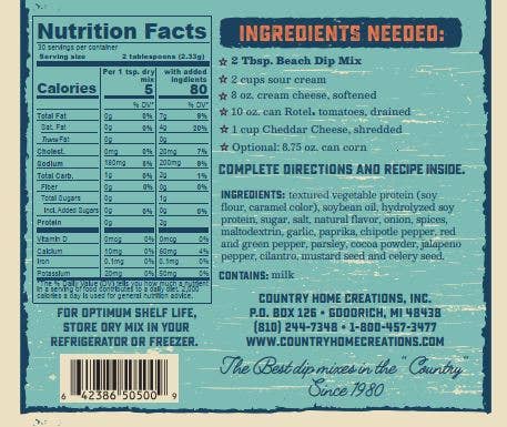 Country Home Creations - Wholesale Dip - Coastal Kitchen Beach Dip Mix1