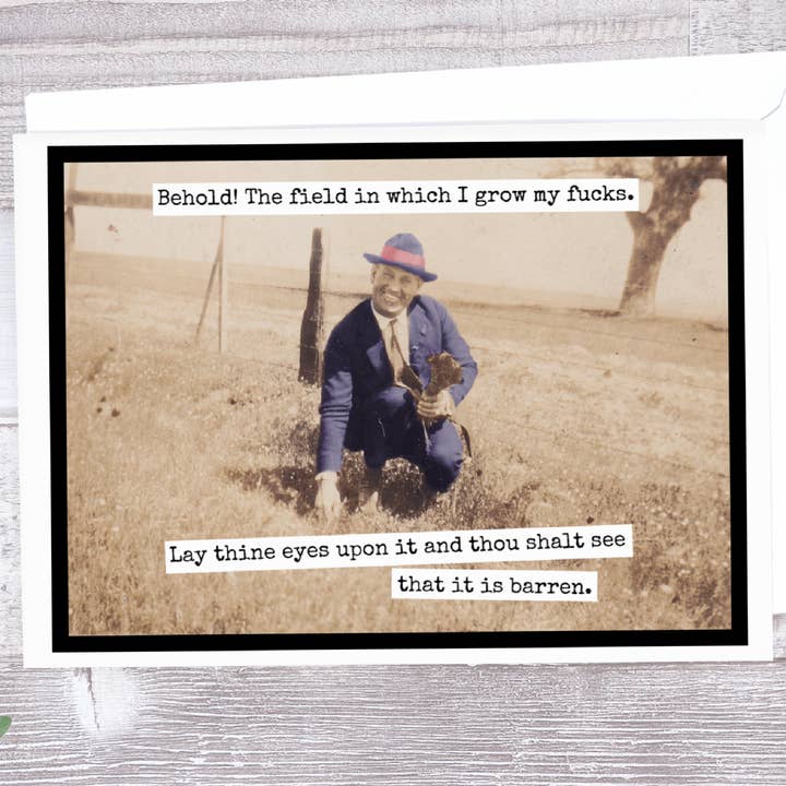 Raven's Rest Studio - Wholesale Everyday Greeting Card - Behold! The Field In Which I Grow My Fucks...