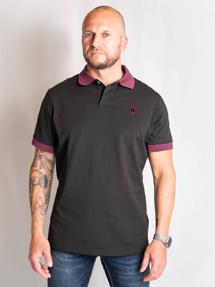 Men's black polo for wholesale by Aura Evolution