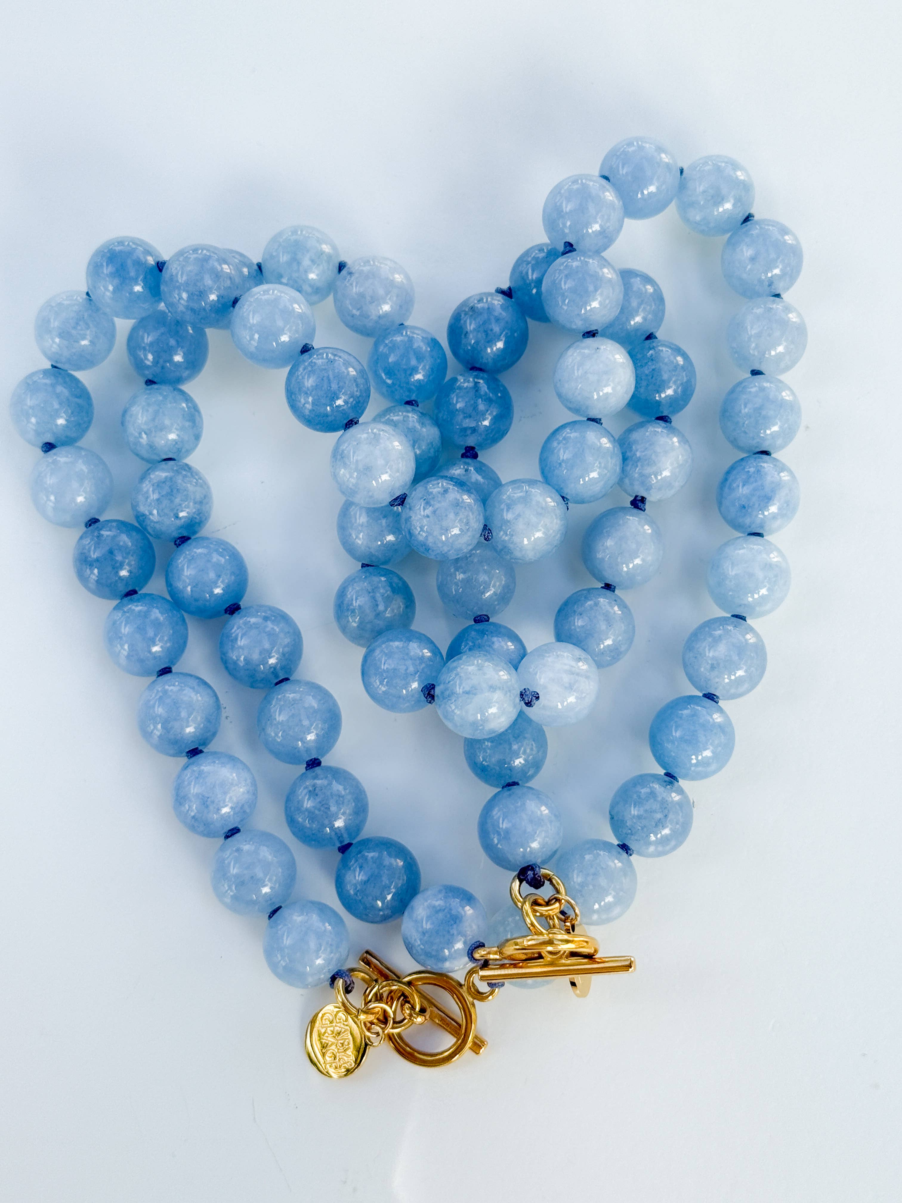 Gaby & Grace - Wholesale Beaded/Pearl Necklace - Blue Aquamarine Gemstone Knotted Necklace2