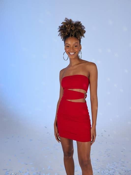 Bubble Red Pleated Mini Bodycon Dress for wholesale by Buy Me Fur