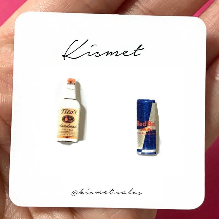 Kismet Showroom - Wholesale Stud/Post Earrings - Vodka and Red Bull Stud Earrings