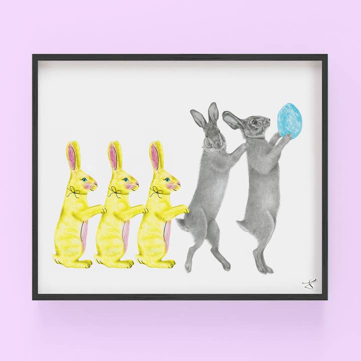 Étude de portrait de lapin à queue blanche Bailey et Sapphin 9 x 12 pour la vente par Central & Gus