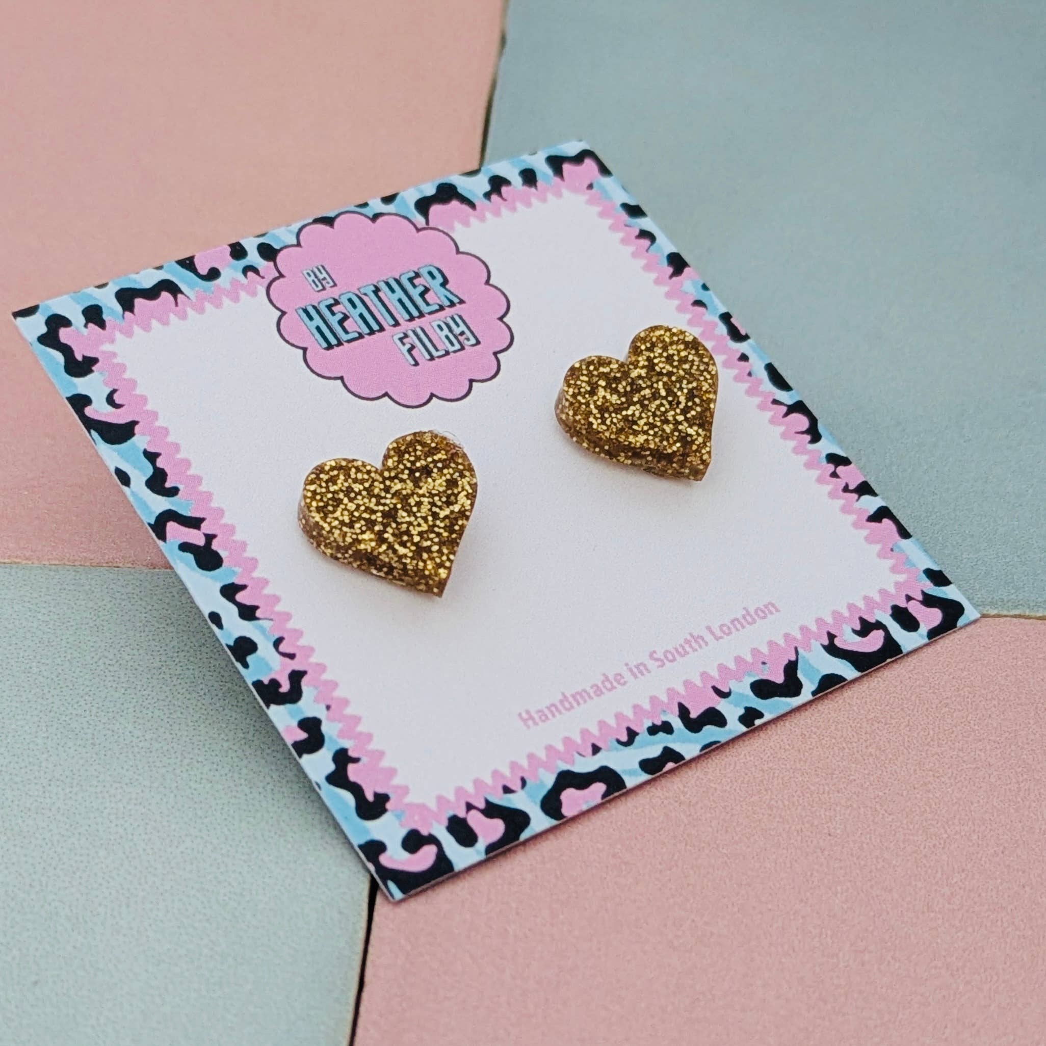 By Heather Filby – wholesale Stud/post earrings – Heart Stud Glitter Earrings (MORE COLOURS) - Best Seller9