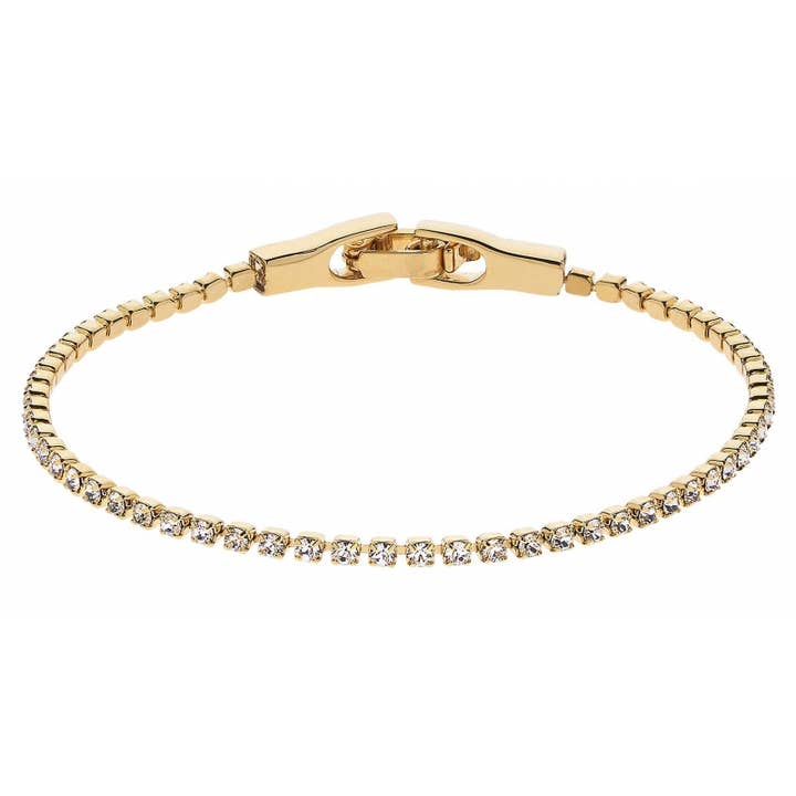 Traveller tennisarmbånd i forgyldt med krystaller, 17 + 2,5 cm for engroshandel hos Hollander Jewels B.V.