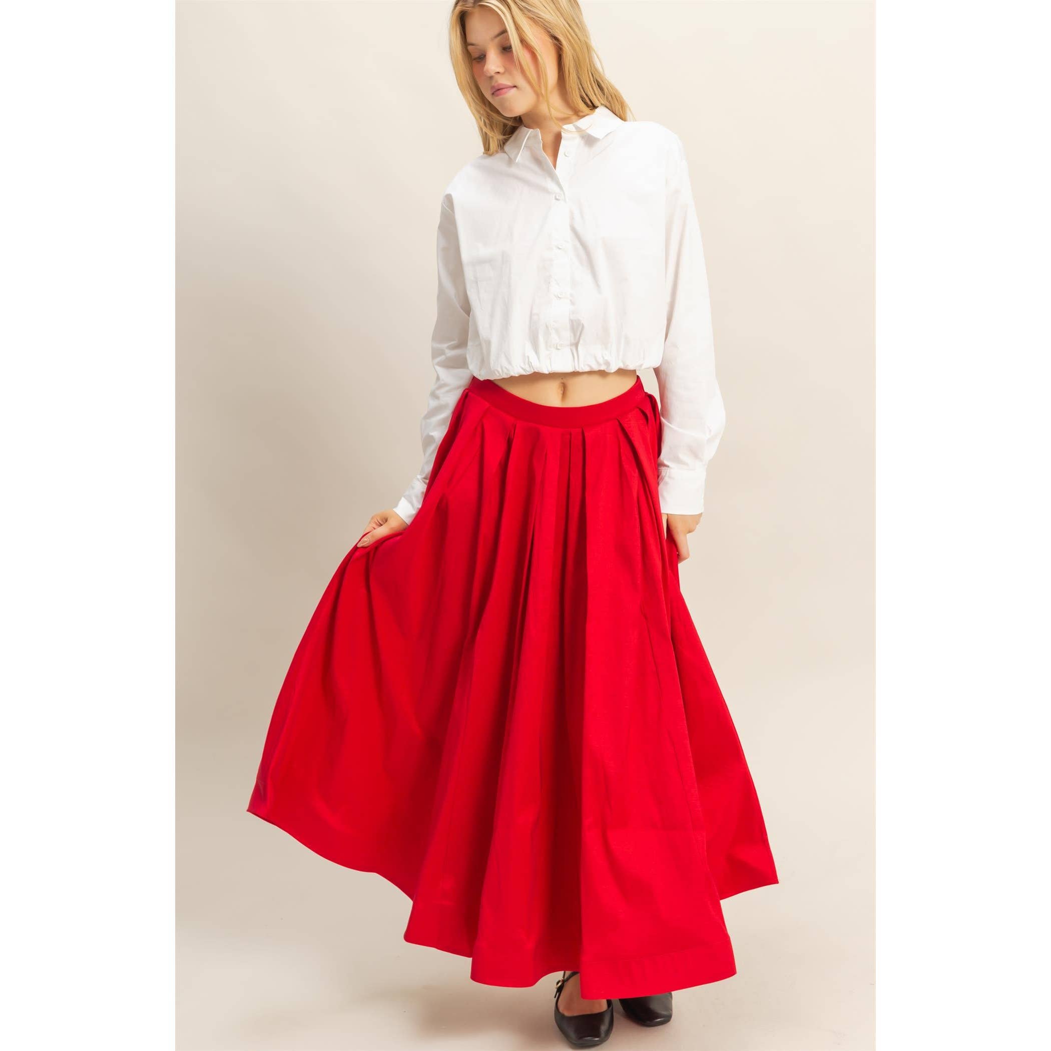 HYFVE - Vendita all'ingrosso Gonna - Donna - Gonna midi a pieghe classica a trapezio19