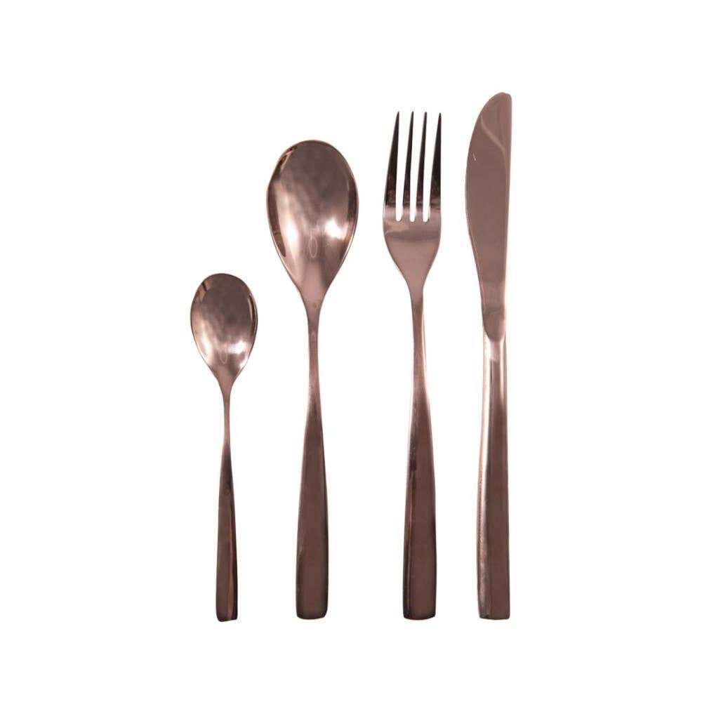 AULICA - Wholesale Assorted Cutlery Set - 24-piece shiny copper cutlery set