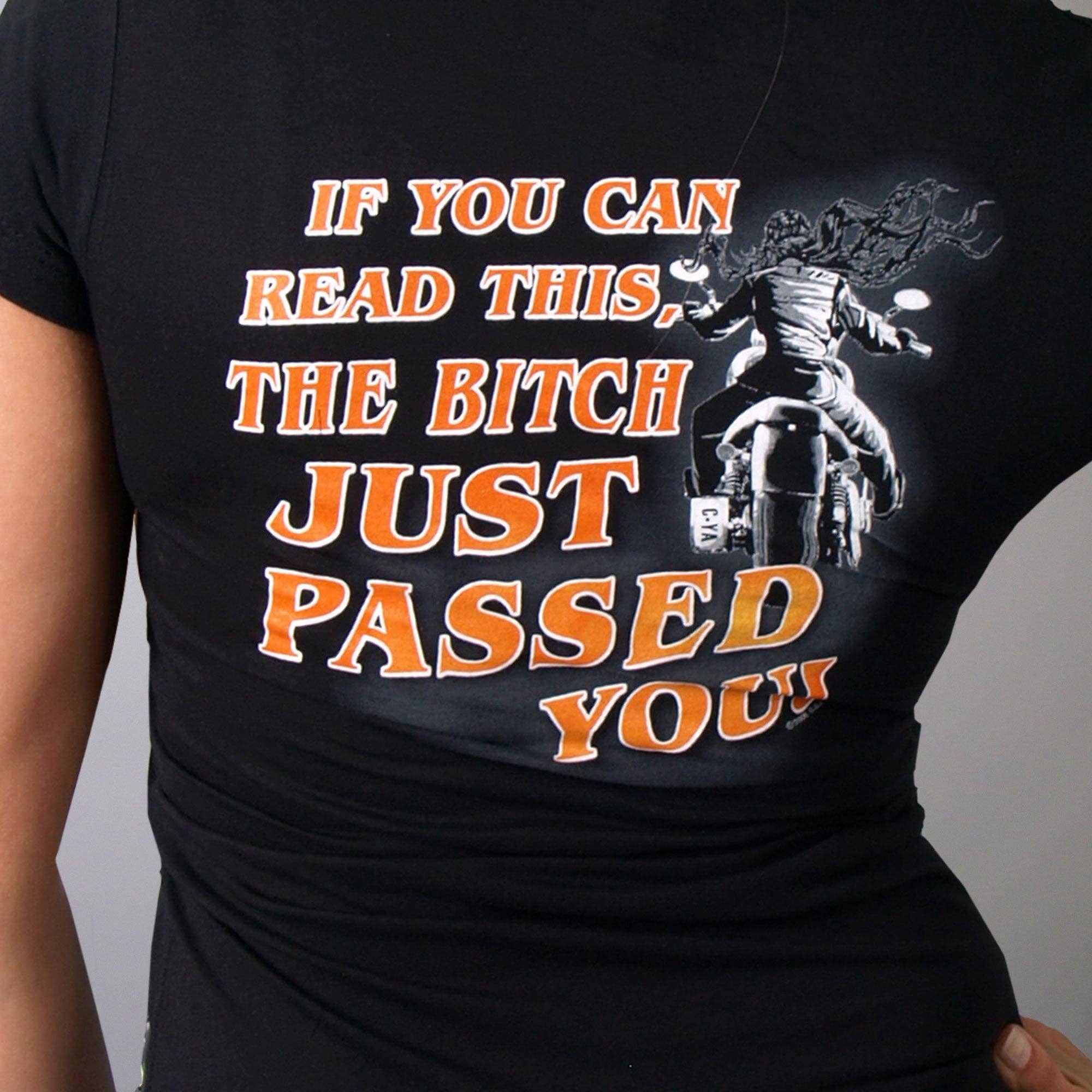 Hot Leathers GLD1053 'This Bitch Just Passed You' Black Ladies Tee for wholesale on Faire4